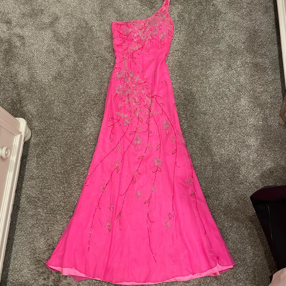Alyce Paris Gorgeous Beaded Pink One-Shoulder Prom Dress
